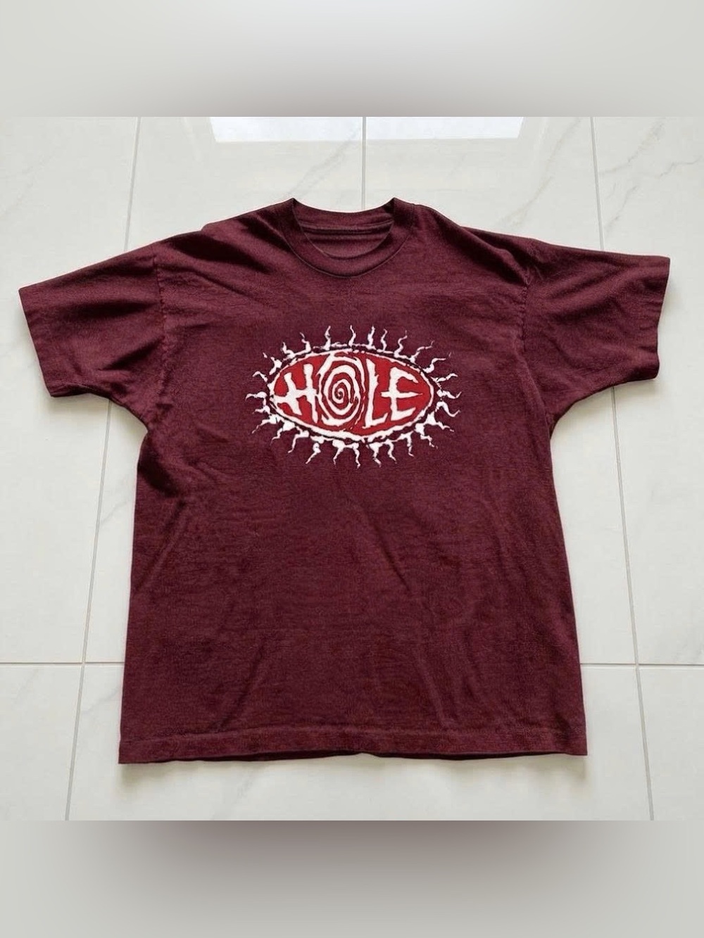 Vintage Maroon ‘Hole’ Band Logo Graphic T Shirt